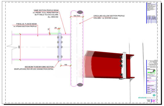 Beam to Circular CHS Moment Connection Detail