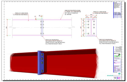 Beam to Beam Endplate Bolted Splice Connection Detail