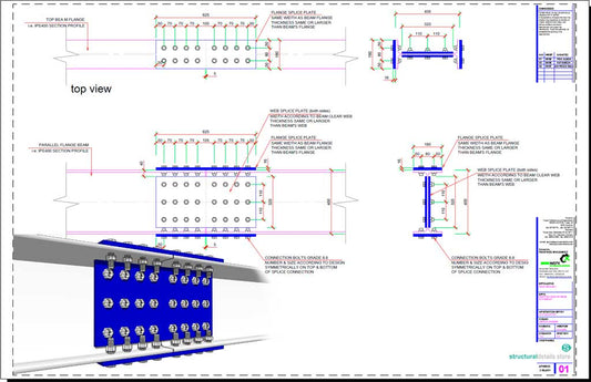 Steel Beam Bolted Plate Splice Connection Detail Drawing