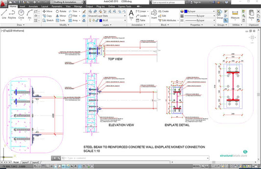 Steel Beam Reinforced Concrete Wall Endplate Moment Connection