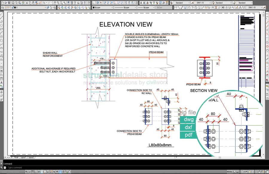 Steel Beam Reinforced Concrete Wall Simple Connection