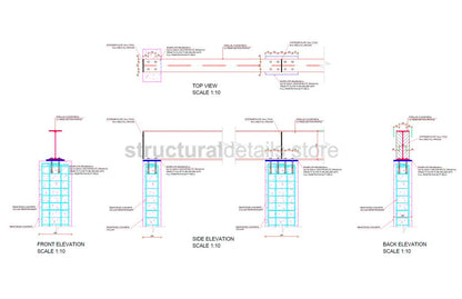 Steel Beam Connection on Top of Reinforced Concrete Column or Wall