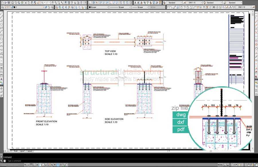 Steel Beam Connection on Top of Reinforced Concrete Column or Wall