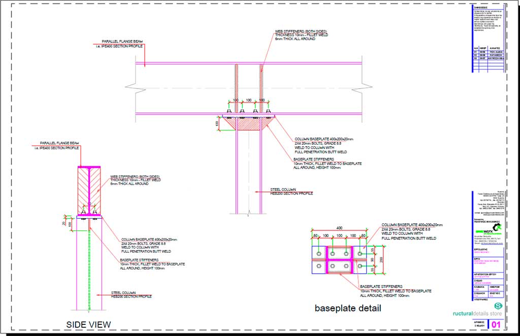 Steel Beam Supported on Top of Steel Column Detail