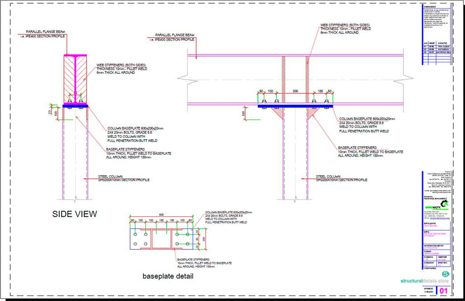 Steel Beams CAD Detailed Drawings - structuraldetails