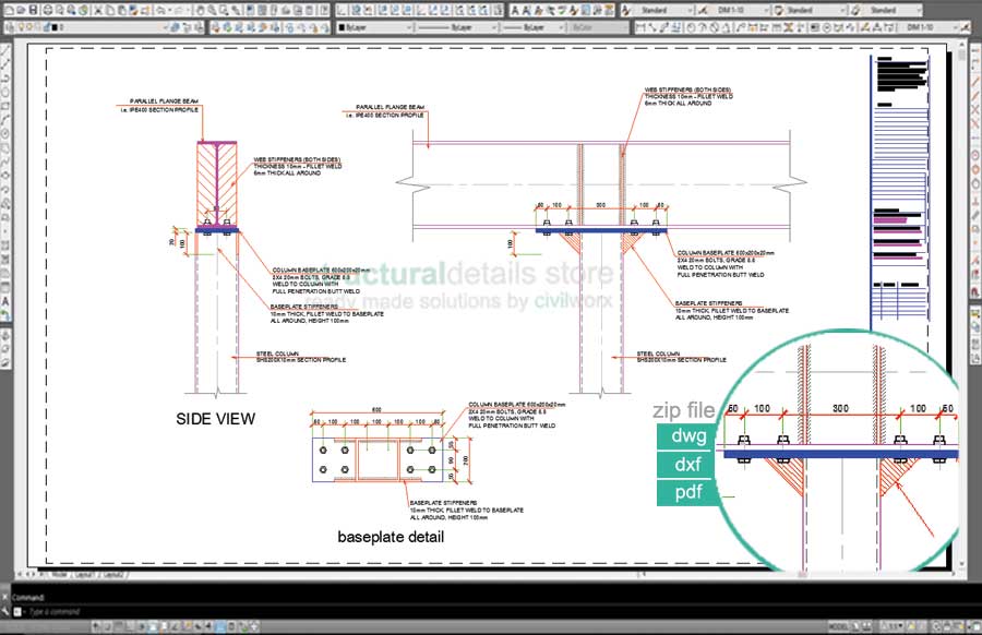 Steel Beam Supported on Top of SHS Steel Column CAD Detail ...