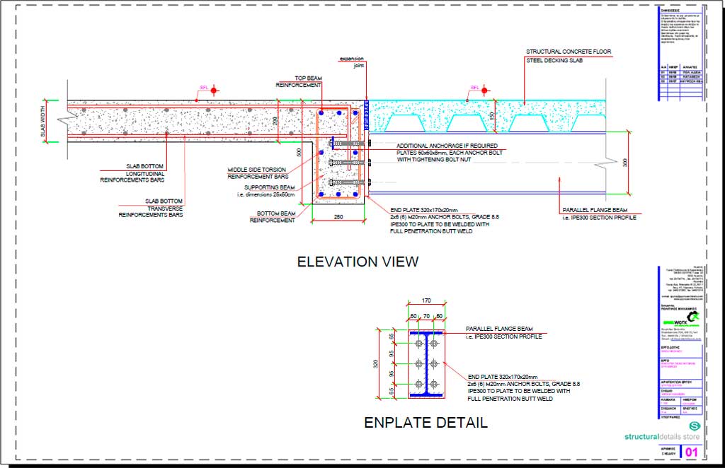 Steel Beam Reinforced Concrete Slab Beam Endplate Moment Connection