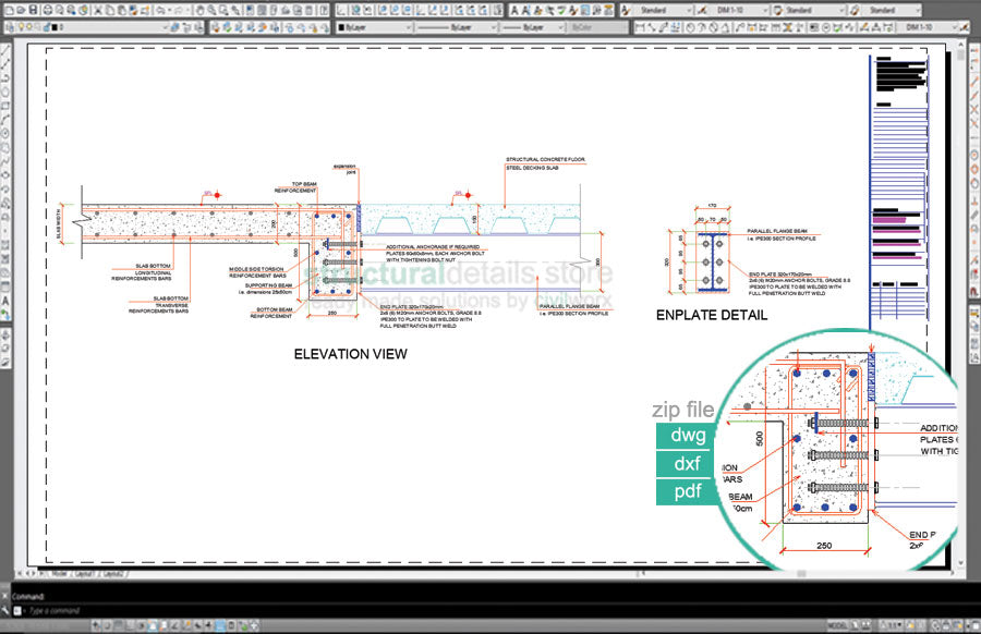 Steel Beam Reinforced Concrete Slab Beam Endplate Moment Connection