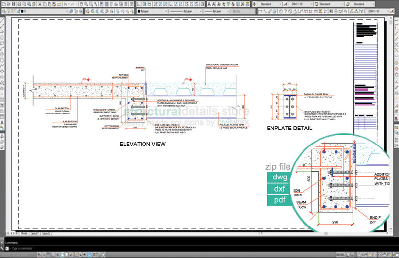 Steel Beam Reinforced Concrete Slab Beam Endplate Moment Connection ...