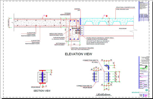 Steel Beam Reinforced Concrete Slab Beam Simple Connection