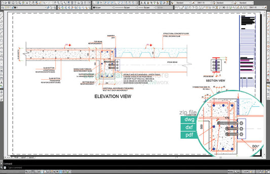 Steel Beam Reinforced Concrete Slab Beam Simple Connection