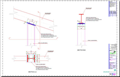 Inclined Steel Beam On Top of HEB Steel Column Connection Detail