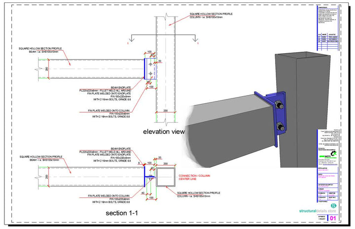 Steel Columns CAD drawing details - structuraldetails – Page 2