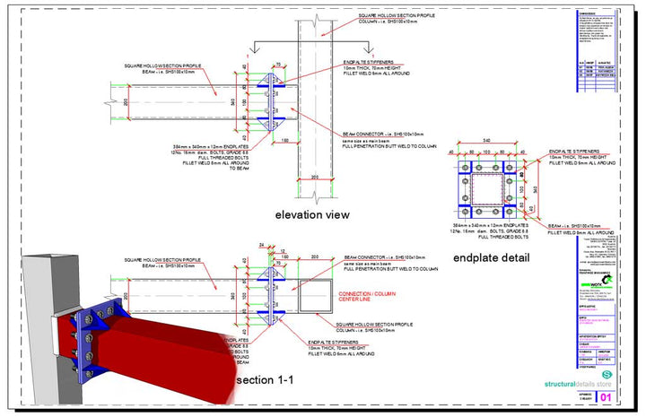 Column To Rafter Connection In Steel Detail Steel Columns CAD drawing details - structuraldetails – Page 2