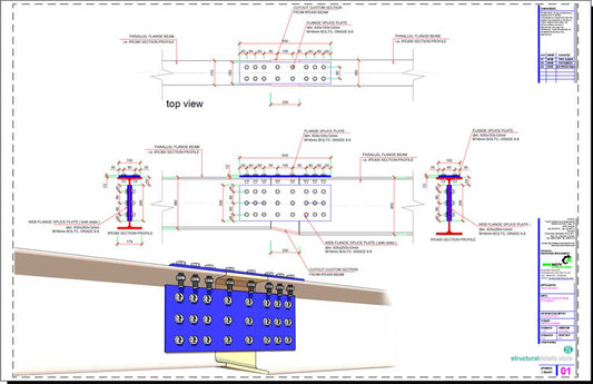 Steel Beam Reduced Size Bolted Splice Connection Detail