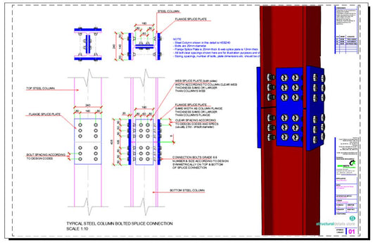 Steel Column Bolted Splice Extension Connection