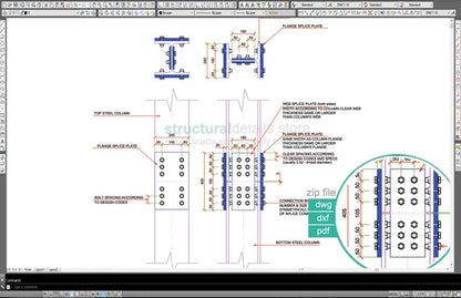 Steel Column Bolted Splice Extension Connection