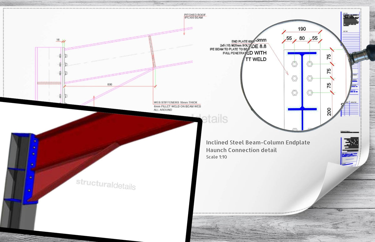 Inclined Steel Beam Column Endplate Haunch Connection CAD Detail ...