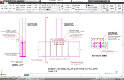 Discontinued Steel Column Supported on Steel Beam