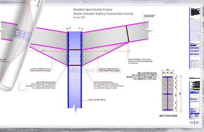 Double Span Portal Frame Beam Column Haunch Valley Connection