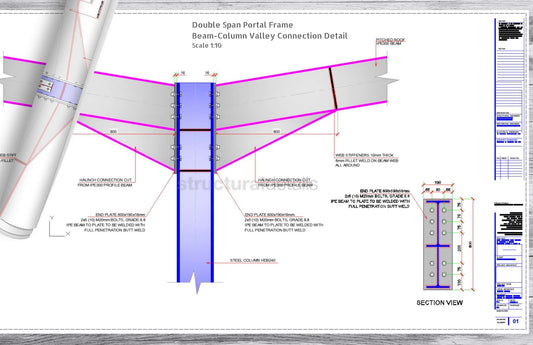 Double Span Portal Frame Beam Column Haunch Valley Connection