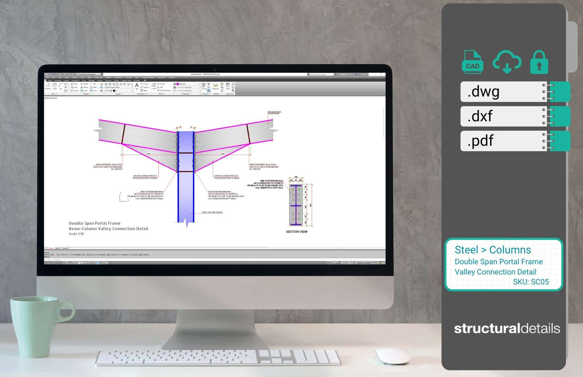 Double Span Portal Frame Beam Column Haunch Valley Connection CAD ...