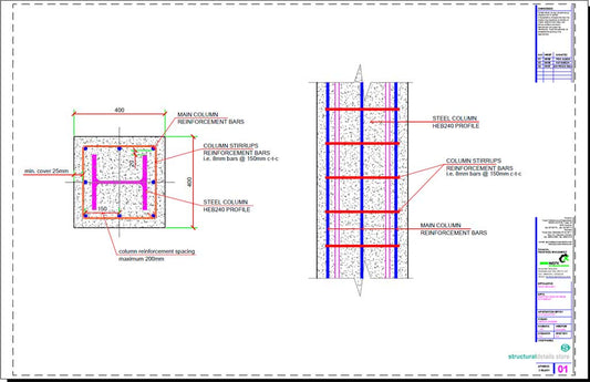 Reinforced Concrete Encased Steel Column Detail