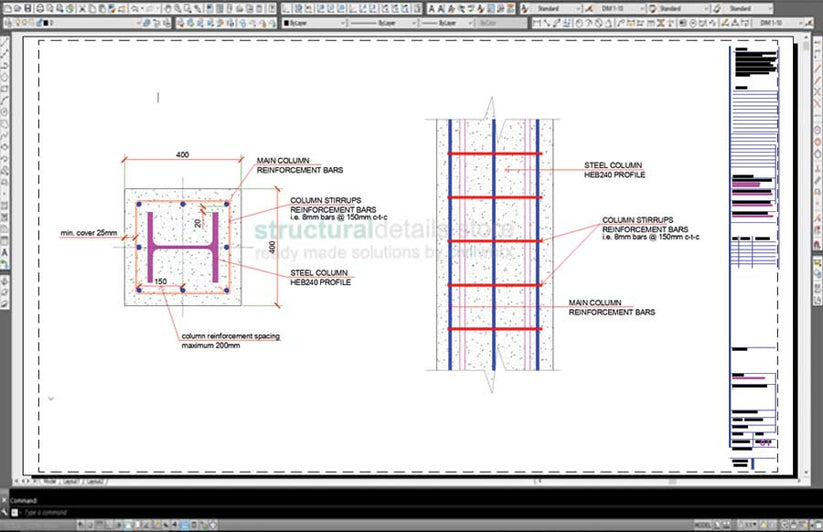 Concrete Column Detail Reinforced Concrete Encased Steel Column Detail – structuraldetails