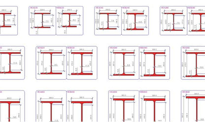 European Wide Flange HEA HEB Profile Steel Sections dwg CAD drawings