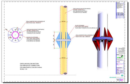 Circular Hollow Section CHS Column Splice Connection Detail