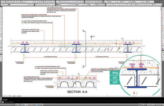 Steel Beam Composite Slab Cross Section Detail