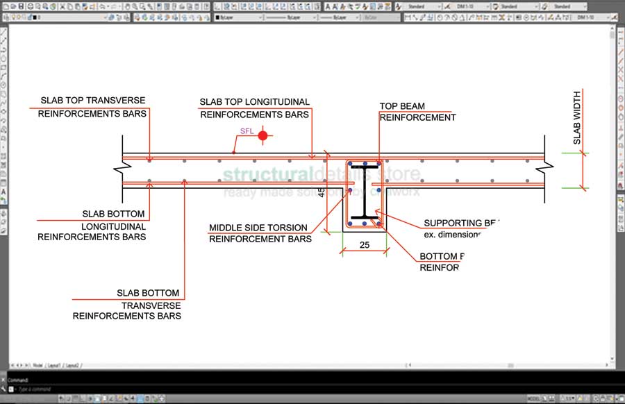 Composite Slab With Reinforced Concrete Encased Steel Beam CAD Detail ...