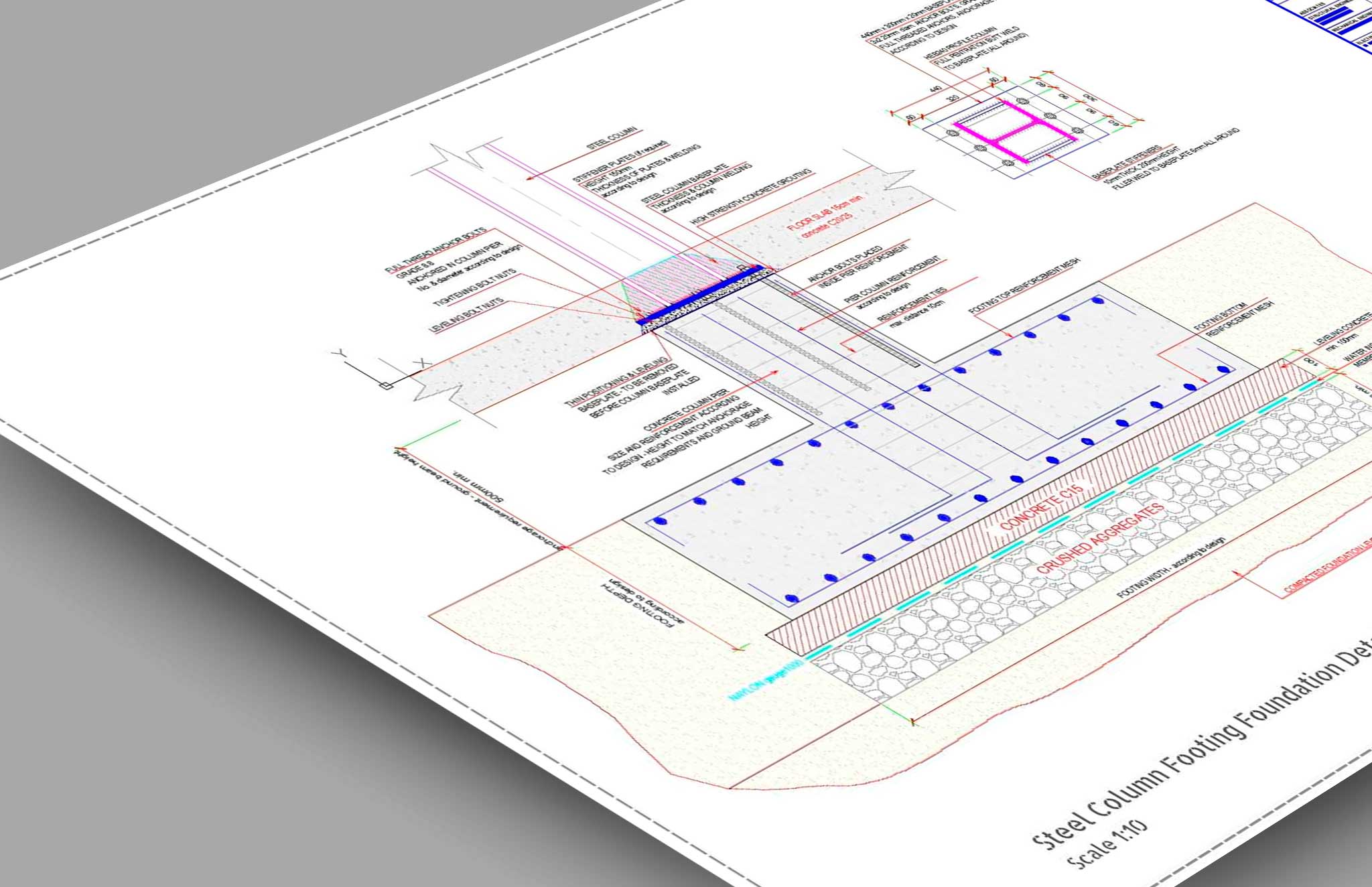 Structural Detail Drawings Example Steel Frame structural CAD detailed drawings - structuraldetails