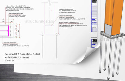 Baseplate Detail Steel HEB 240 Column Section