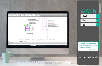 Baseplate Detail Steel HEB 240 Column Section