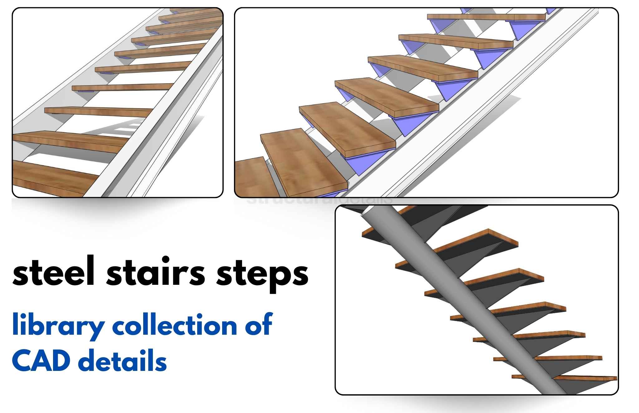 Structural Step Types Different Types of Steel Stairs Tread Steps CAD Details - structuraldetails