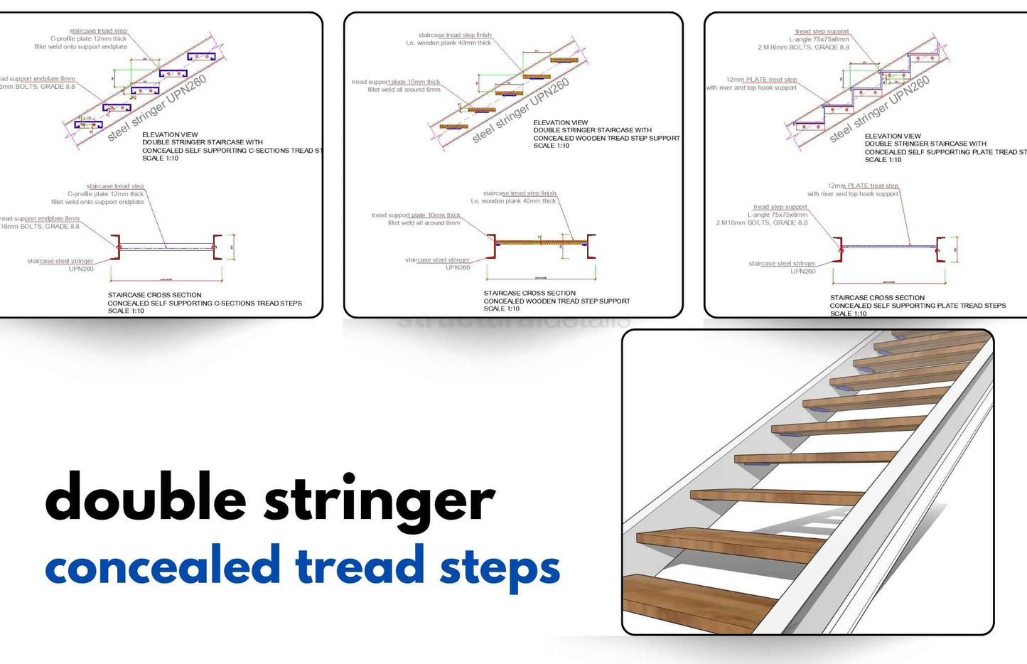 Different Types of Steel Stairs Tread Steps Details