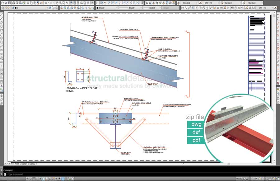 Steel Frame Hangar Complete Design CAD Drawings - structuraldetails
