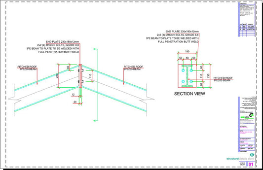 Inclined Steel Roof Beam To Beam Ridge Connection