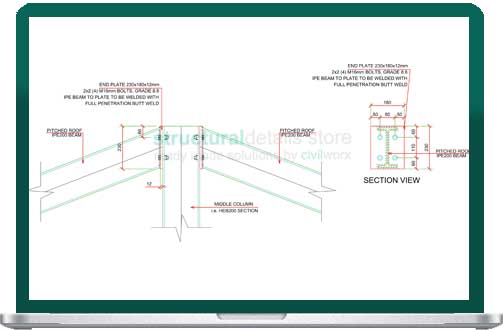 Inclined Steel Roof Ridge Beam To Interior Column Connection