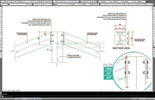 Inclined Steel Roof Ridge Beam To Interior Column Connection