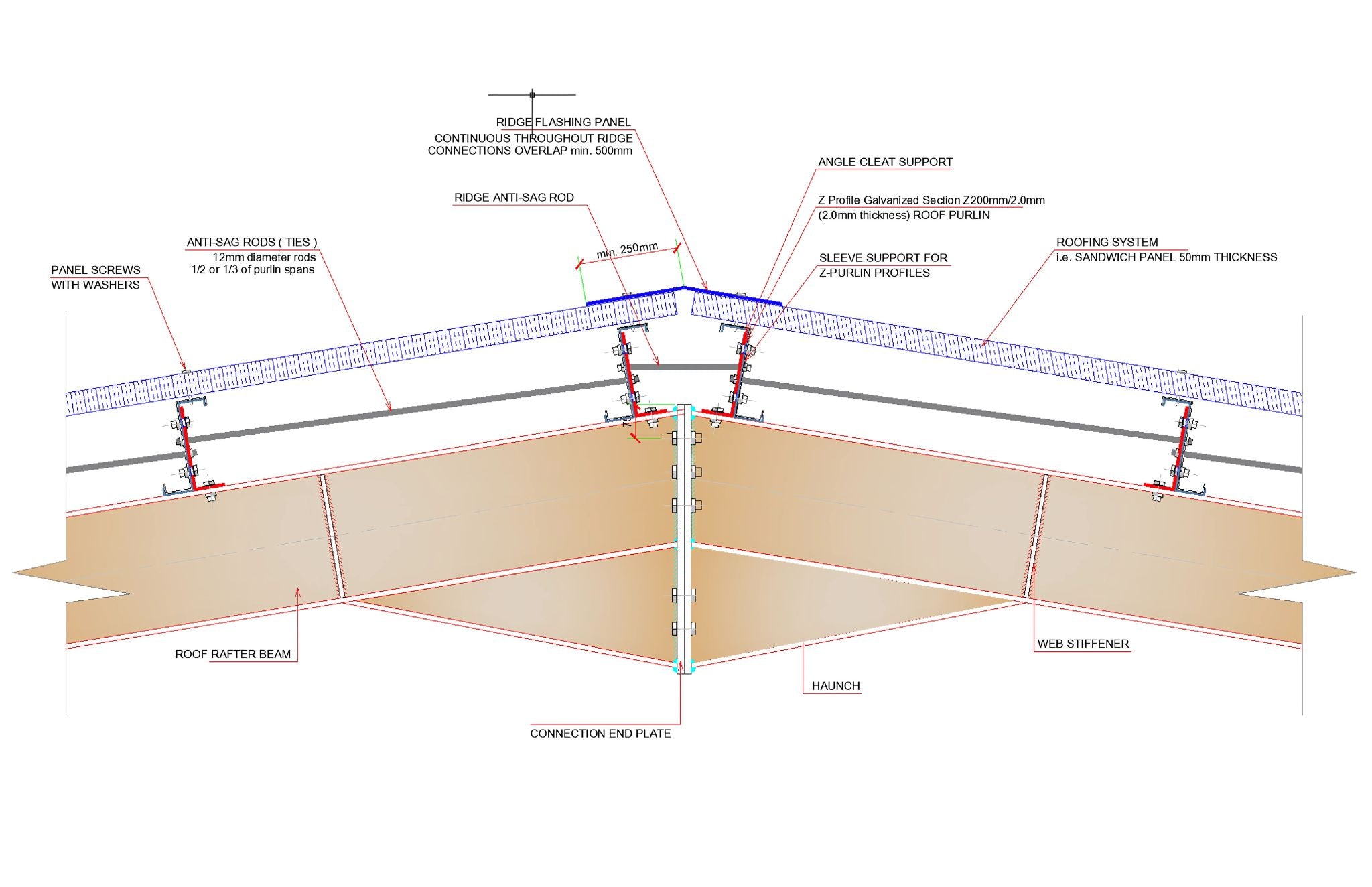 Steel Rafter Drawing Steel Roof CAD Detailed Drawings - structuraldetails