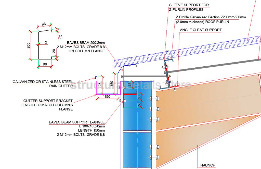 Steel Hangar Portal Frame Roof Eaves Beam Detail