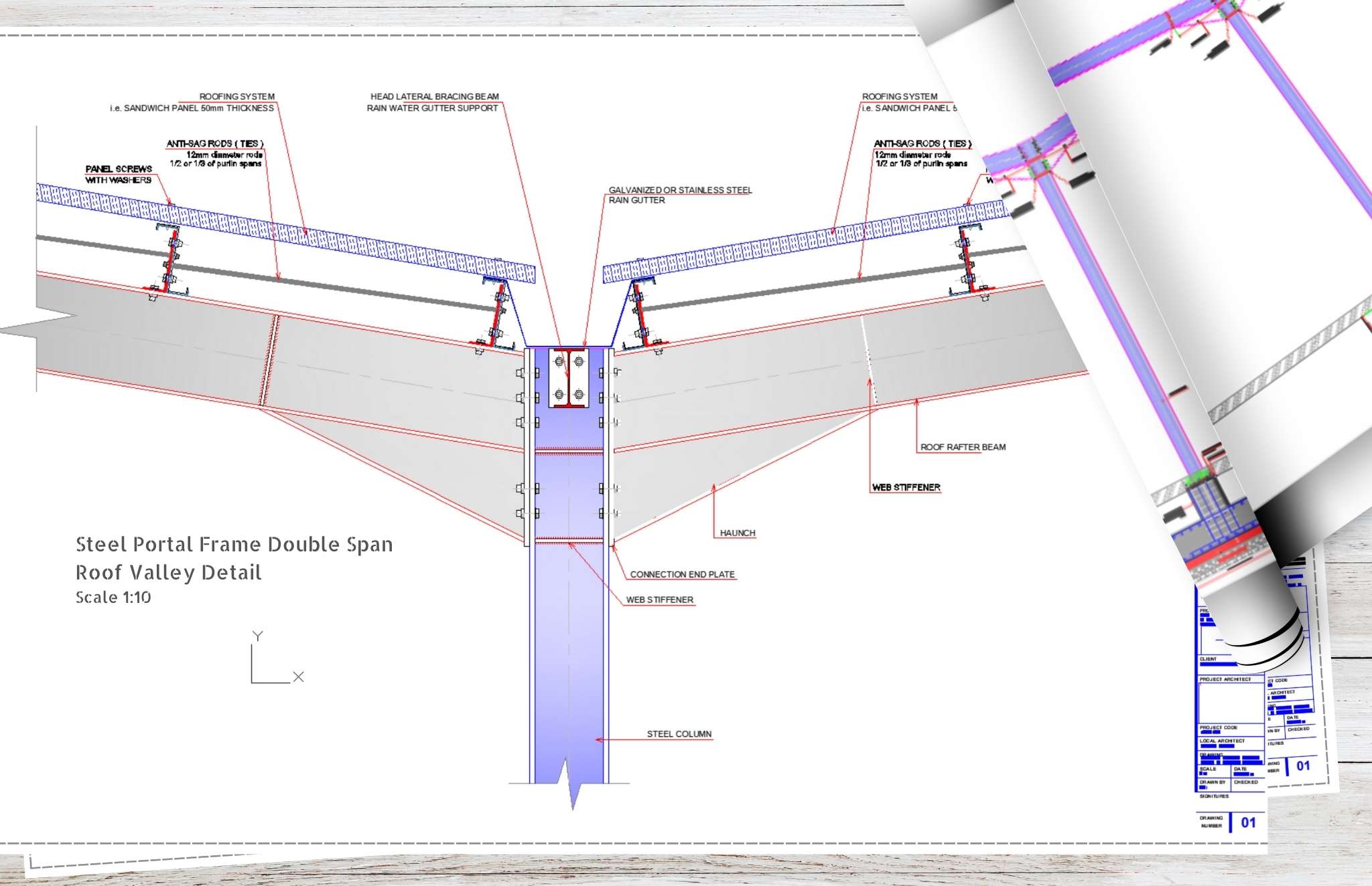 Steel Frame Ridge Drawing Steel Frame structural CAD detailed drawings - structuraldetails – Page 3