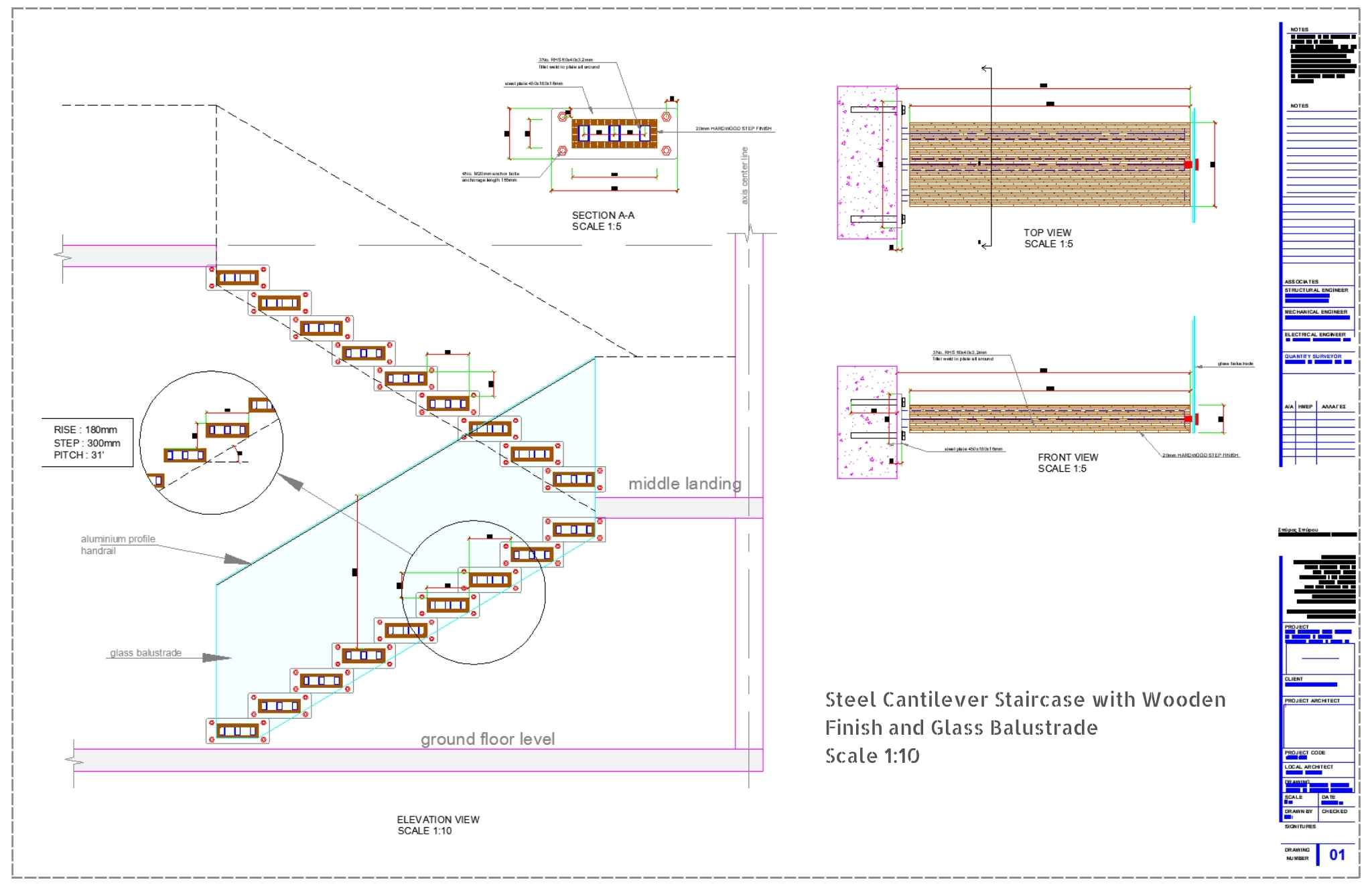 Cantilevered Staircase Design Considerations Reference: Steel Cantilever Staircase With Wooden Finish Cad Detail