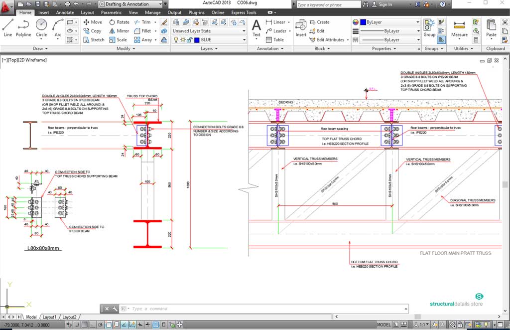 Simple Secondary Beam Connection to Steel Floor Truss