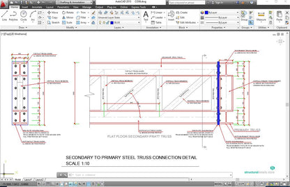 Secondary to Primary Steel Truss Connection Detail