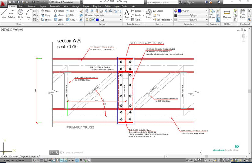 Truss Steel Rhs Connection Secondary to Primary Steel Truss Connection CAD Detail – structuraldetails