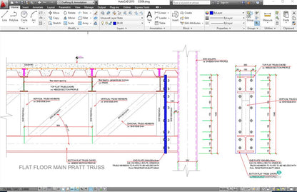 Steel Floor Flat Pratt Truss Support to SHS Column