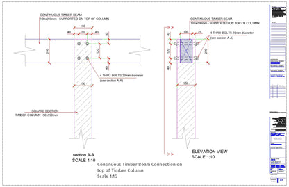 Continuous Timber Beam Supported on Top of Timber Column